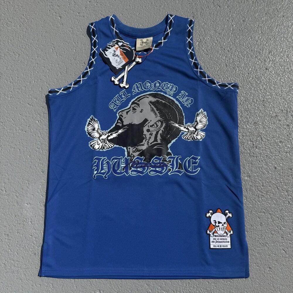 BRAND X All Money In Nipsey Hussle Basketball Jersey Royal Blue Large